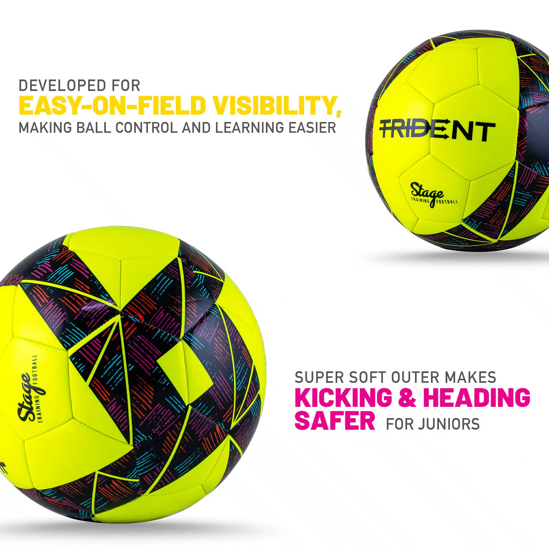Trident Stage Training Football – Size 3 (Neon/Rubine) - Image 4