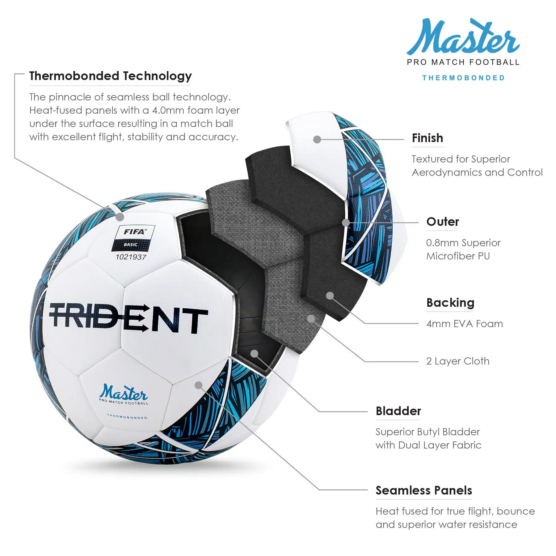 Trident Master TB Pro Football (FIFA Basic) – Steel Blue - Image 5